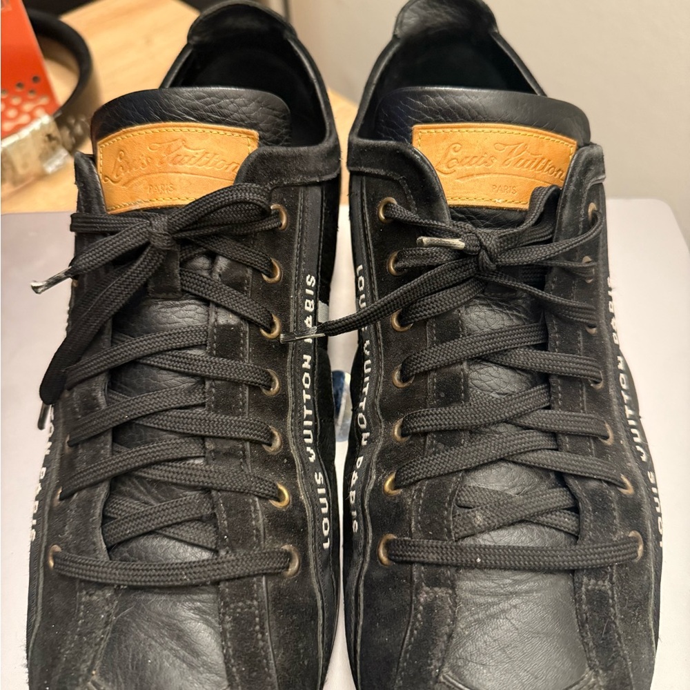 Louis Vuitton Black Suede & Leather Sneakers Men’s Size 9 – Classic LV Paris